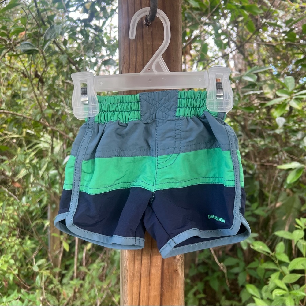 Patagonia Kids' Baggies color block Shorts - Blue and Green